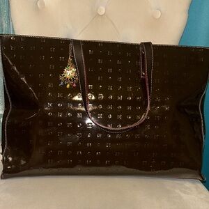 Arcadia Luxury Brown Large Patent Leather Tote Bag
